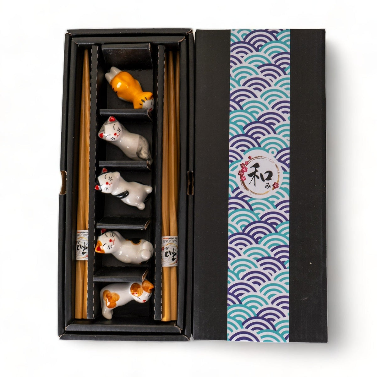 5 pc Chopsticks and Cats Porcelain Chopsticks Rest Gift Settevanaa5 pc Chopsticks and Cats Porcelain Chopsticks Rest Gift Set