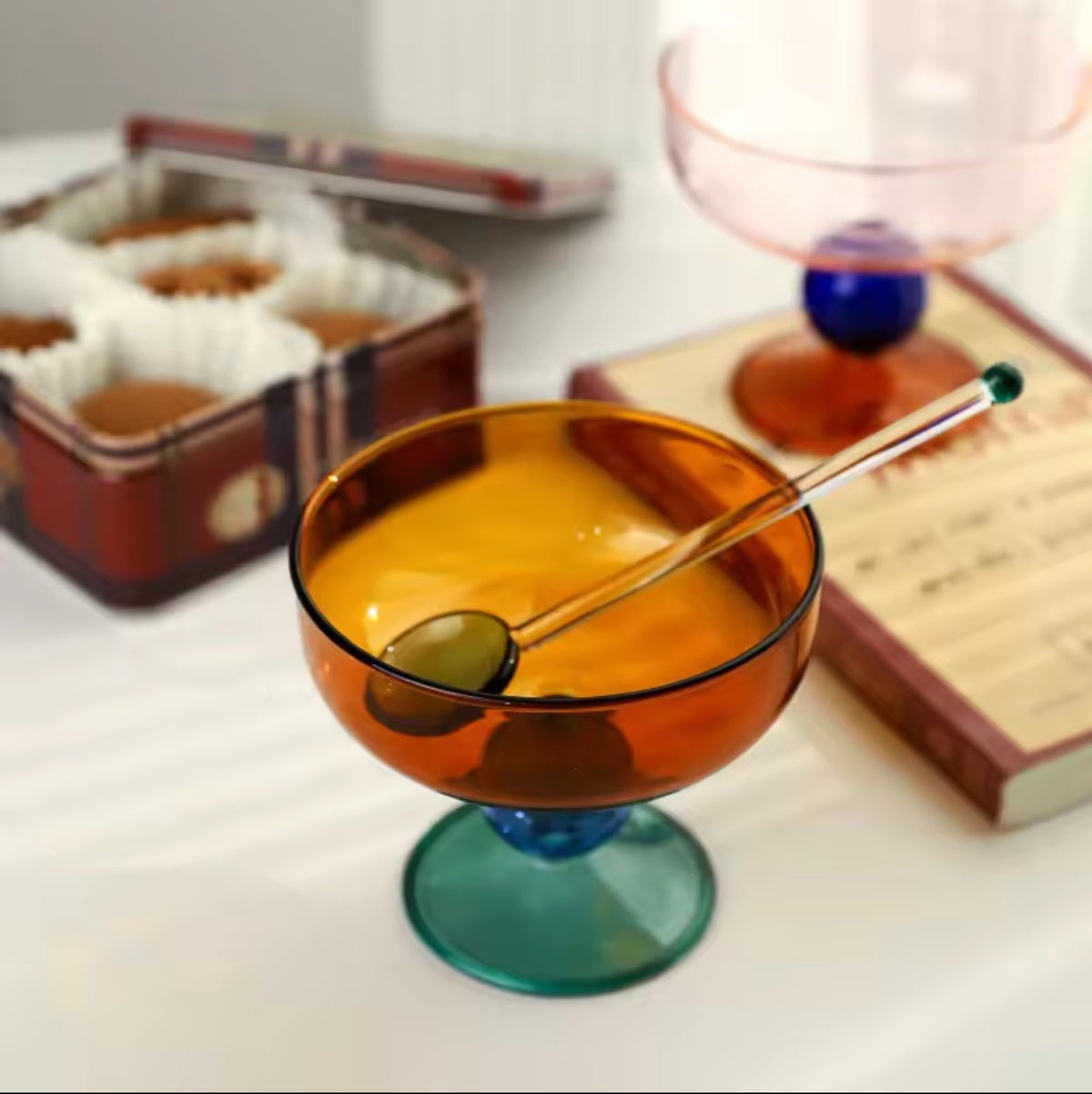Colorful Nut Fruit Salad Dessert Glass BowltevanaaColorful Nut Fruit Salad Dessert Glass Bowl