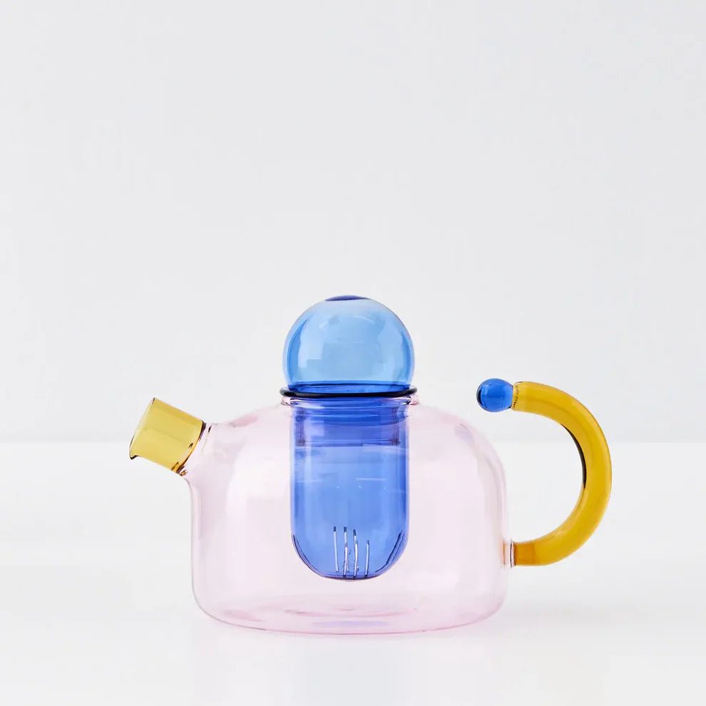 Contrasting Color Glass Teapot and CupstevanaaContrasting Color Glass Teapot and Cups