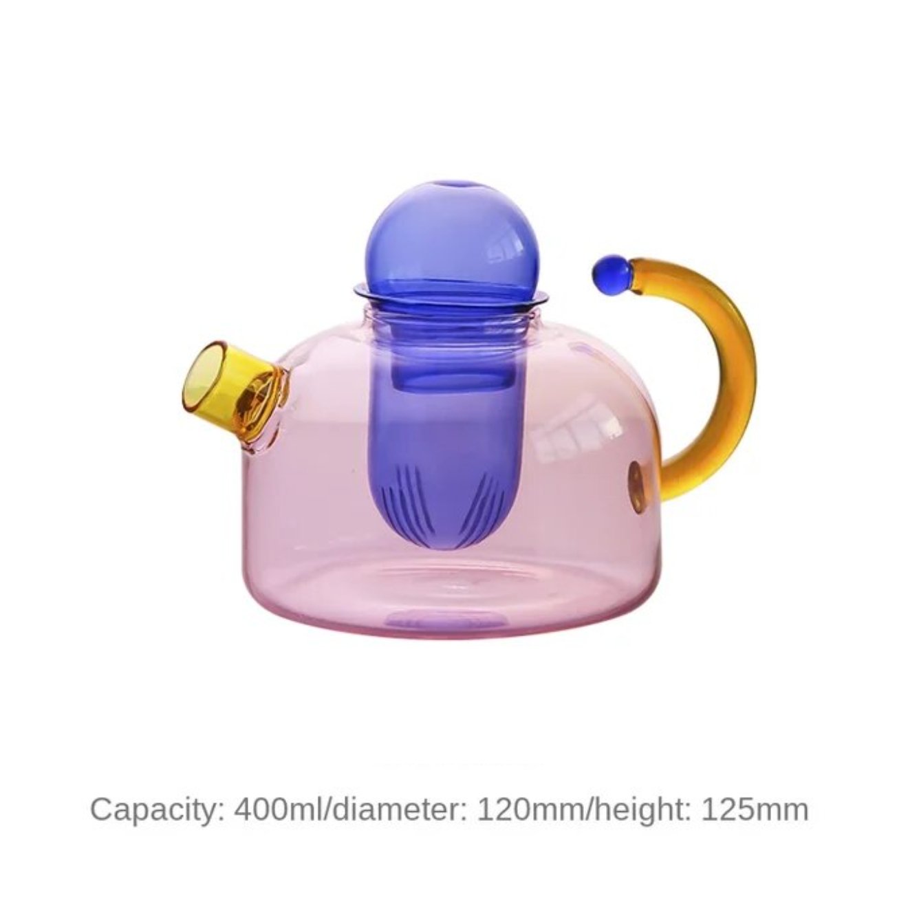 Contrasting Color Heat Resistant Glass Teapot and CupstevanaaContrasting Color Heat Resistant Glass Teapot and Cups