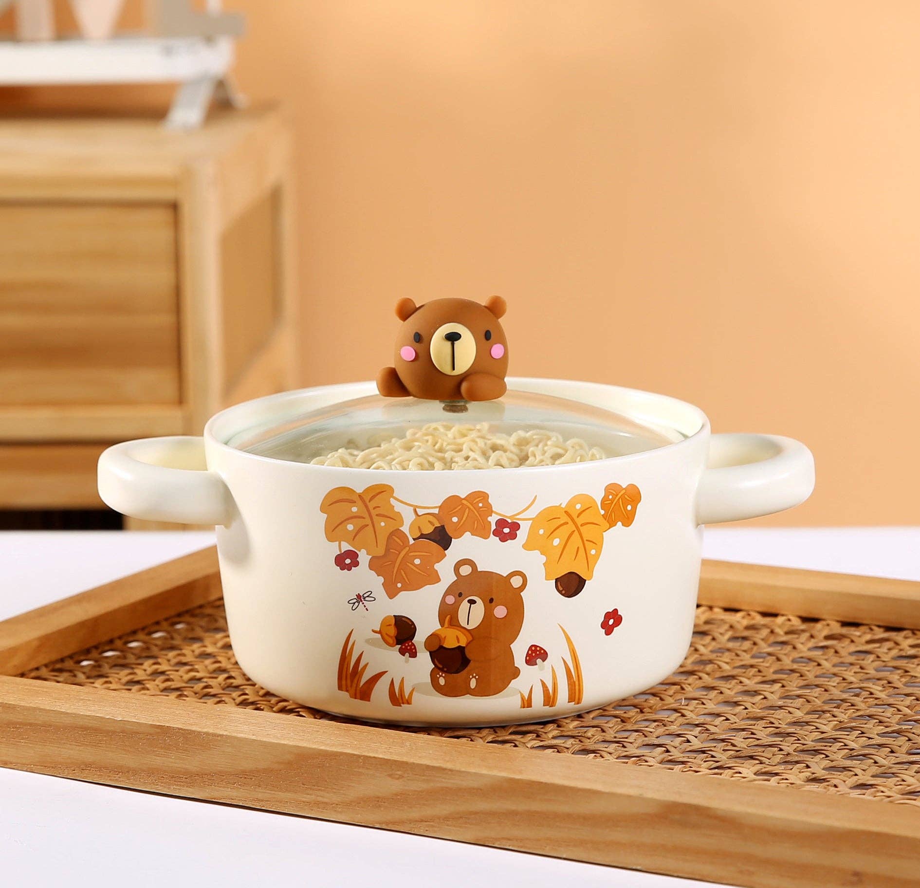 Cute Bear Bowl with Lid tevanaa