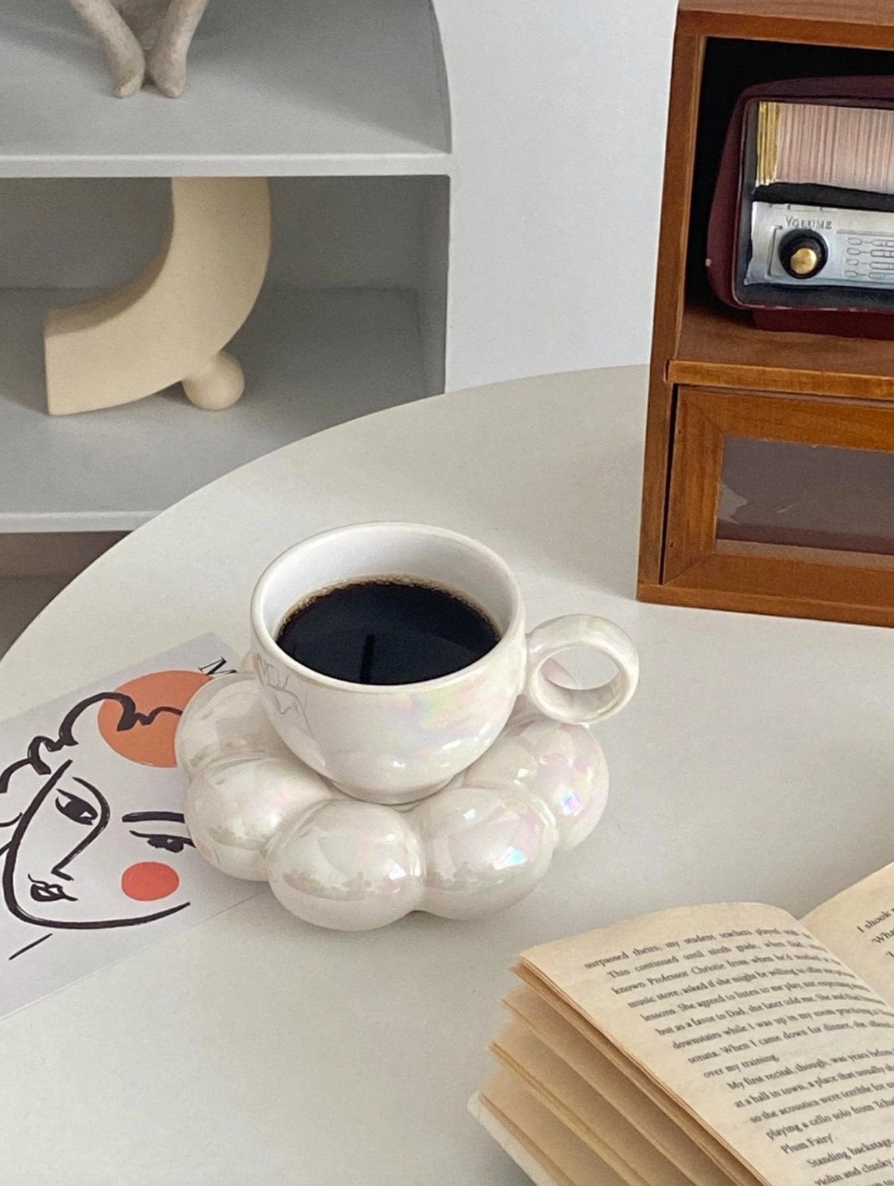 Sunflower Coffee Mug with Decorative Cloud PlatetevanaaSunflower Coffee Mug with Decorative Cloud Plate