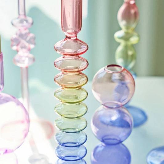 Three Colors Glass Candlestick HoldertevanaaThree Colors Glass Candlestick Holder