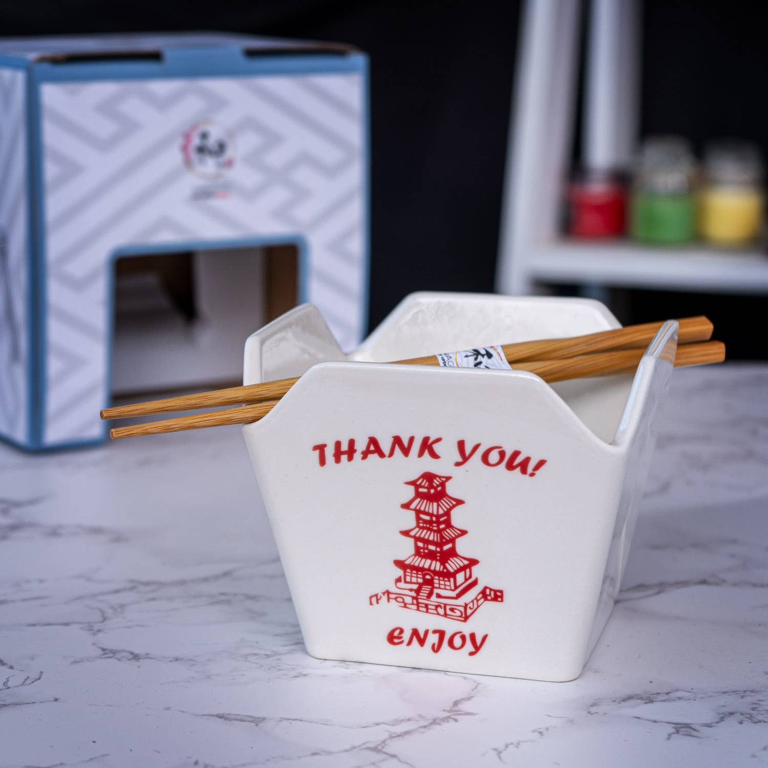 16oz 5"W x 4"H Takeout Box Serving Bowl With Chopsticks Pagodatevanaa16oz 5"W x 4"H Takeout Box Serving Bowl With Chopsticks Pagoda