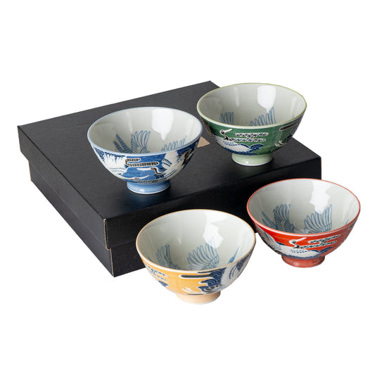 4 Piece Rice Bowl Set - Japanese Cranetevanaa4 Piece Rice Bowl Set - Japanese Crane