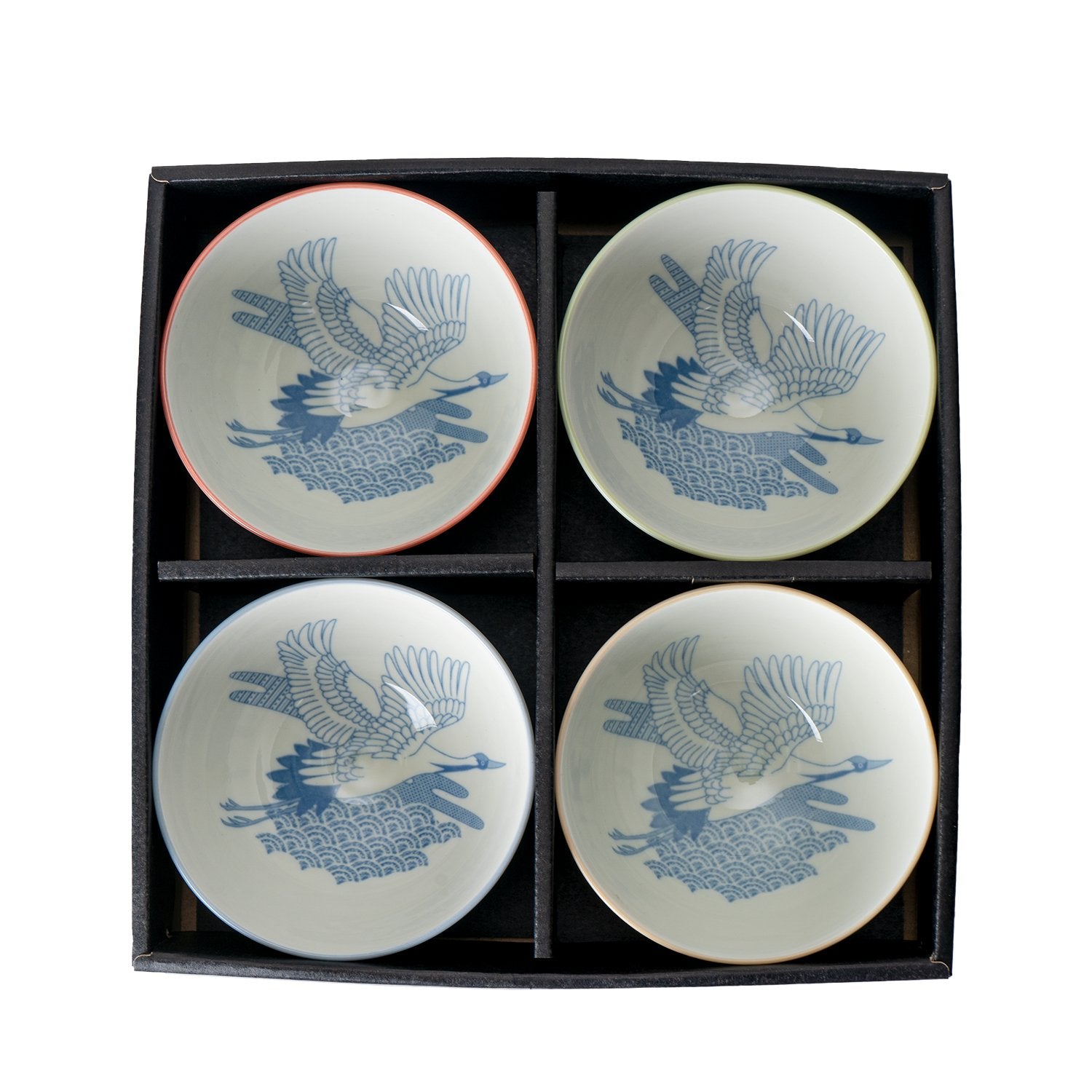 4 Piece Rice Bowl Set - Japanese Cranetevanaa4 Piece Rice Bowl Set - Japanese Crane