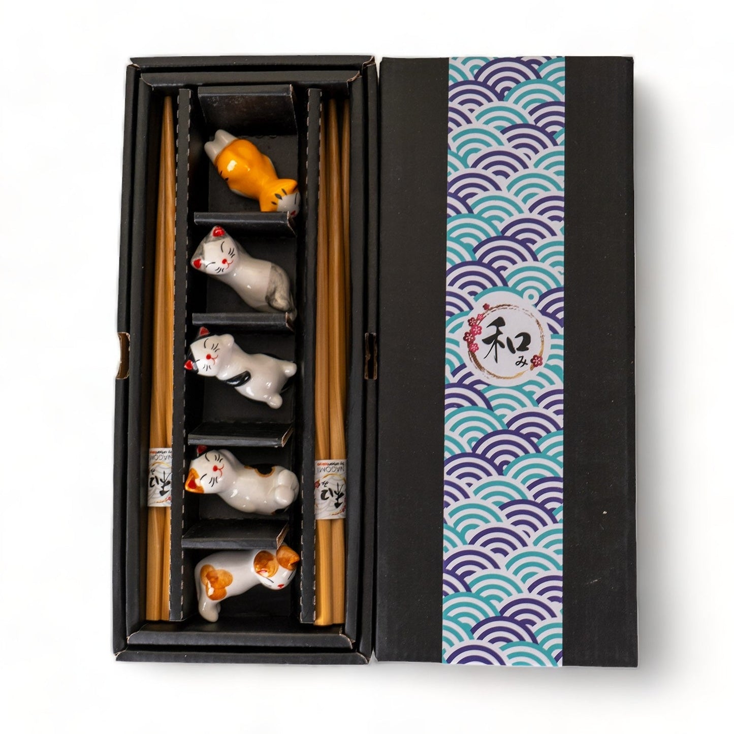 5 pc Chopsticks and Cats Porcelain Chopsticks Rest Gift Settevanaa5 pc Chopsticks and Cats Porcelain Chopsticks Rest Gift Set