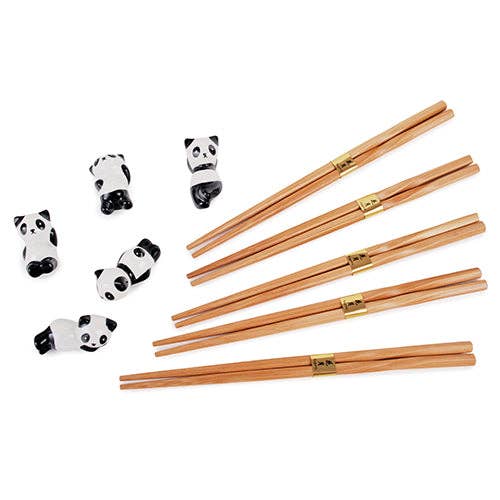 5 Piece Chopsticks and Panda Porcelain Chopsticks Rest Gifttevanaa5 Piece Chopsticks and Panda Porcelain Chopsticks Rest Gift