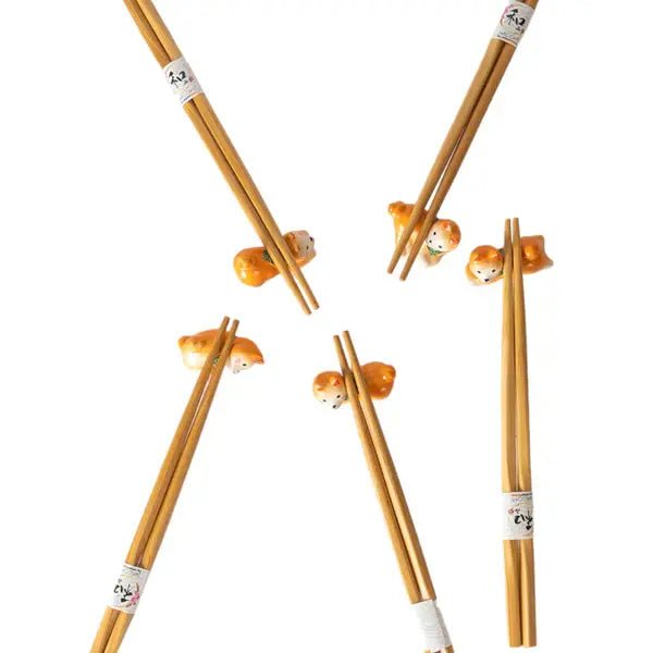 5pc Chopsticks and Shiba Inu Chopsticks Rest Gift Settevanaa5pc Chopsticks and Shiba Inu Chopsticks Rest Gift Set