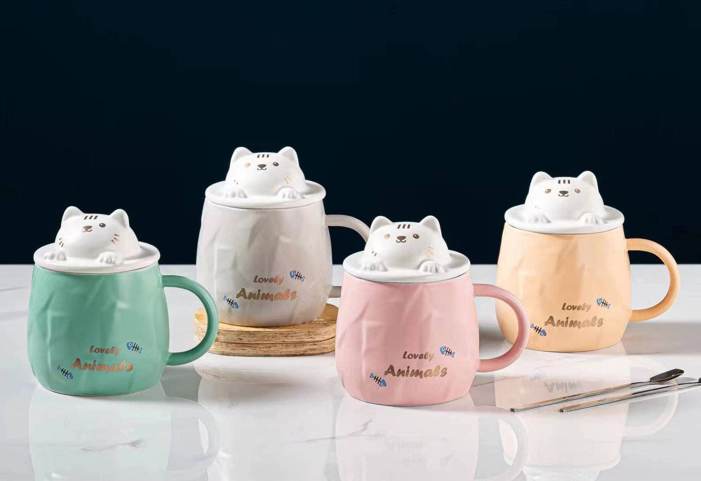 Adorable Cat Mug With Lid and Straw PinktevanaaAdorable Cat Mug With Lid and Straw Pink