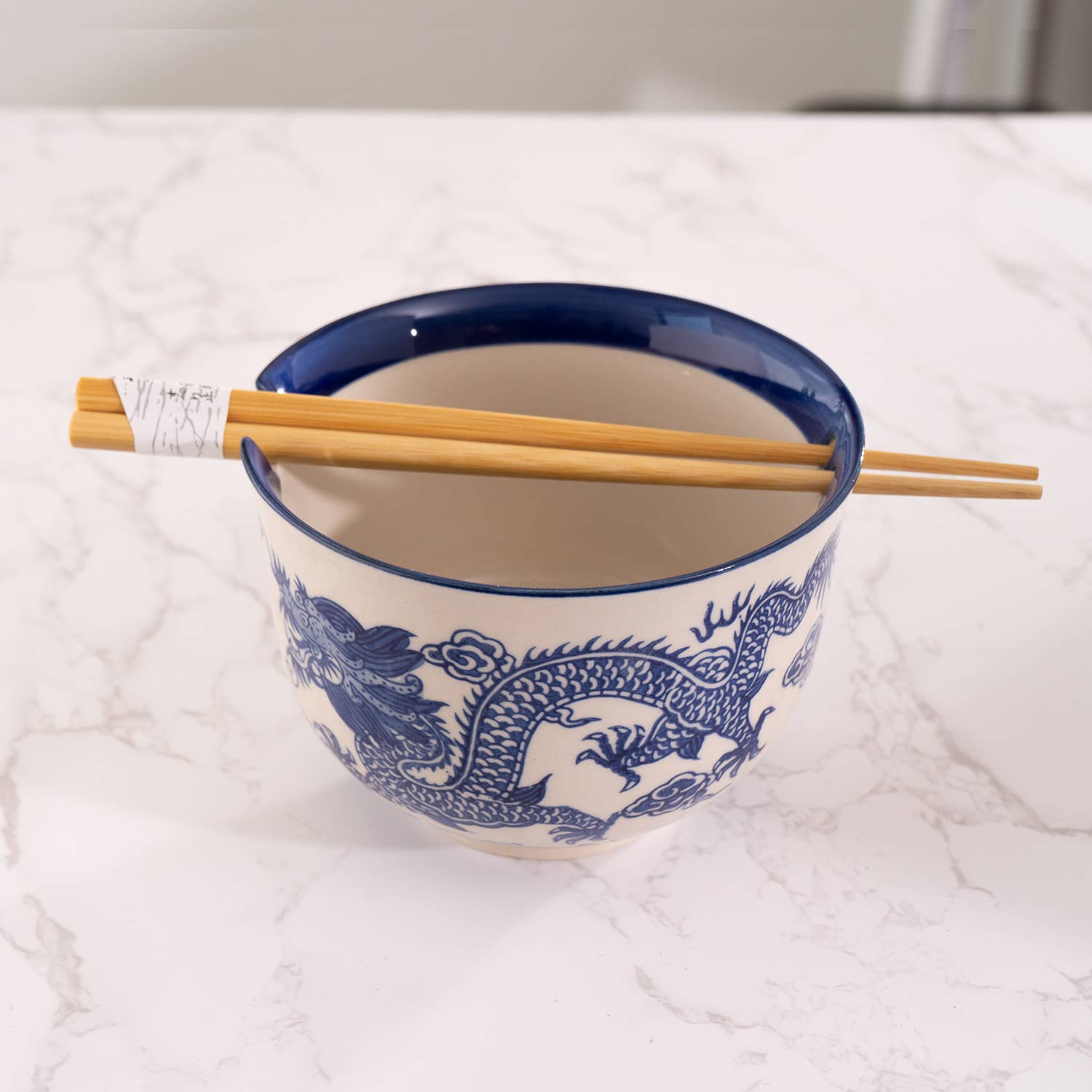 Blue Dragon Bowl With Chopsticks SettevanaaBlue Dragon Bowl With Chopsticks Set