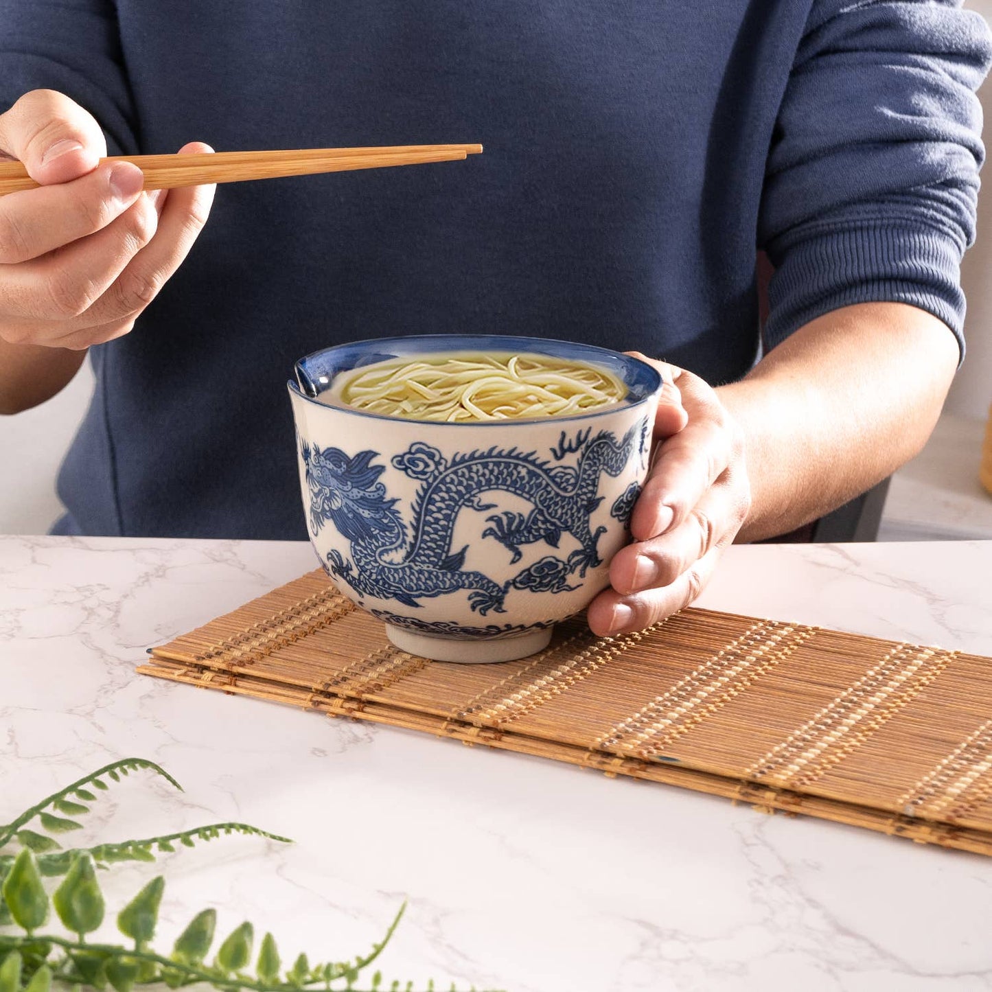 Blue Dragon Bowl With Chopsticks SettevanaaBlue Dragon Bowl With Chopsticks Set