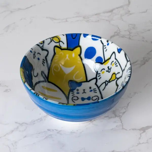 Bunch of Cats 11oz Porcelain Rice Bowl BluetevanaaBunch of Cats 11oz Porcelain Rice Bowl Blue