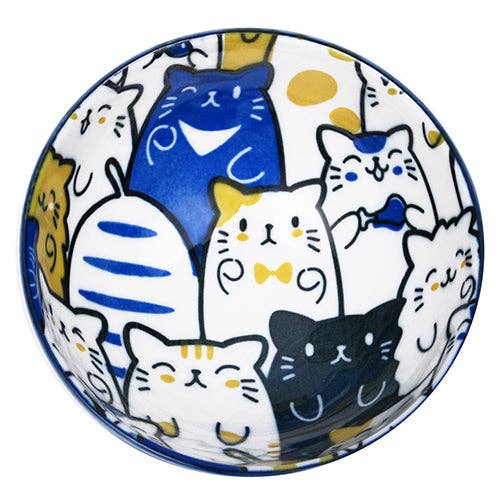 Bunch of Cats 11oz Porcelain Rice Bowl BluetevanaaBunch of Cats 11oz Porcelain Rice Bowl Blue