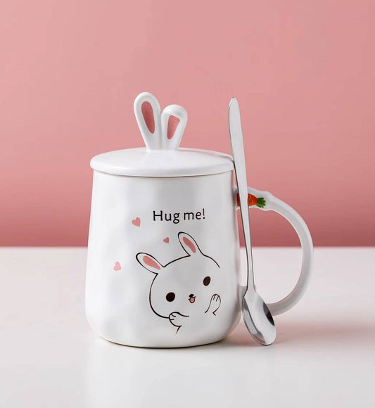 Bunny Hug White 14oz Mug With Lid and Spoon (12/36)tevanaaBunny Hug White 14oz Mug With Lid and Spoon (12/36)