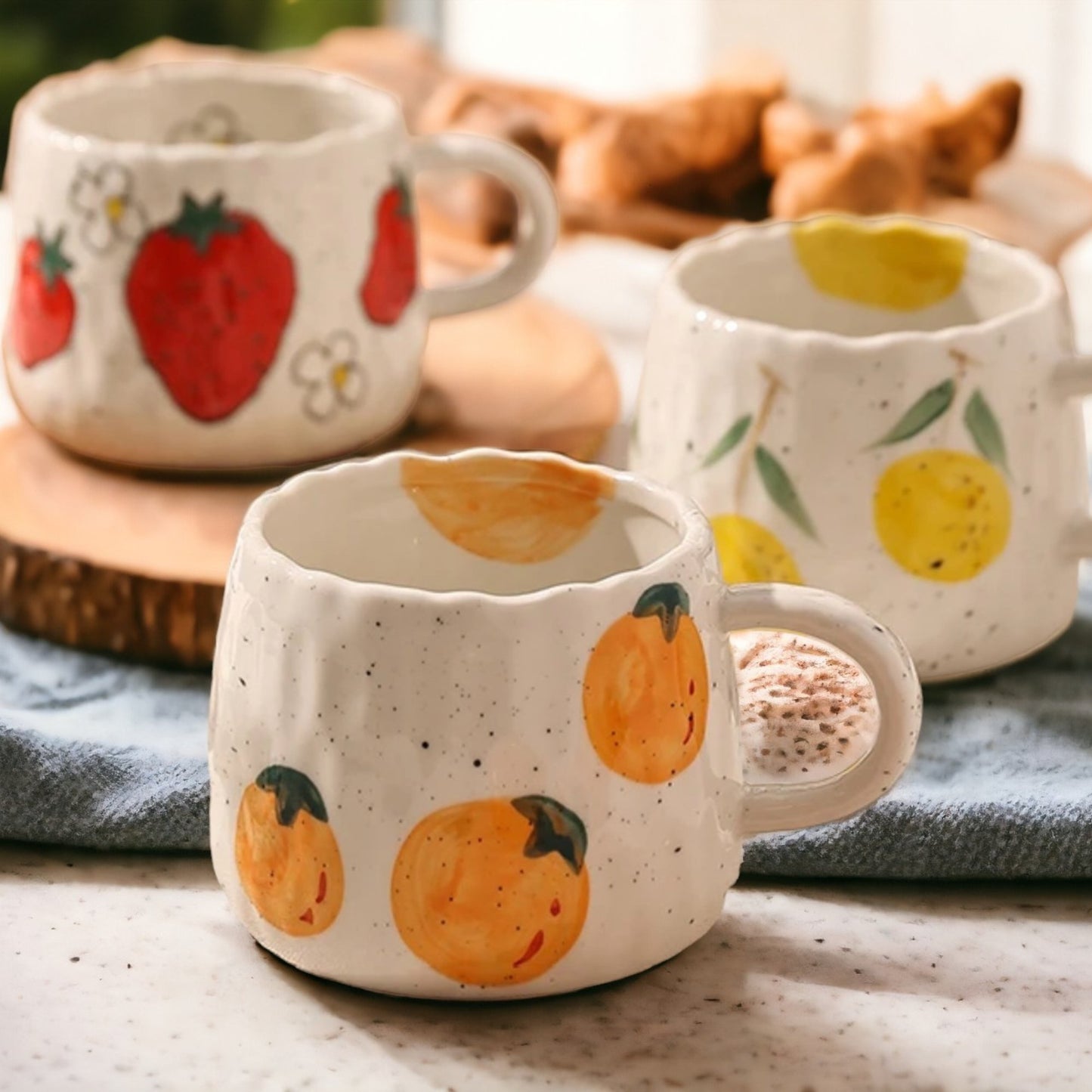 Ceramic Fruit Printed Mugs | Coffee Cups | DrinkwaretevanaaCeramic Fruit Printed Mugs | Coffee Cups | Drinkware