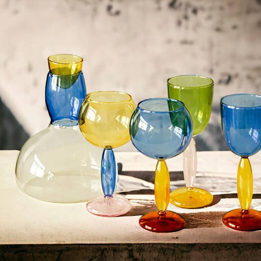 Colored Glass Wine Cup and DecantertevanaaColored Glass Wine Cup and Decanter