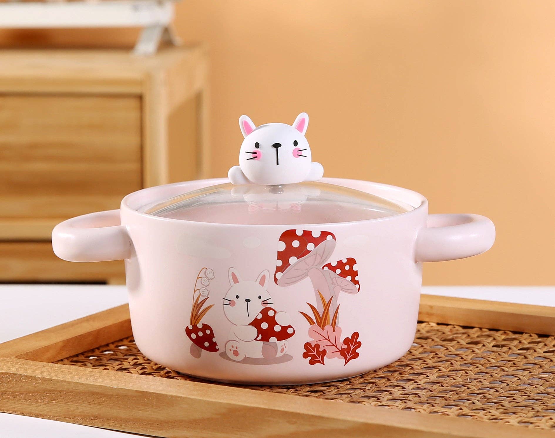 Cute Rabbit 30oz Bowl with LidtevanaaCute Rabbit 30oz Bowl with Lid