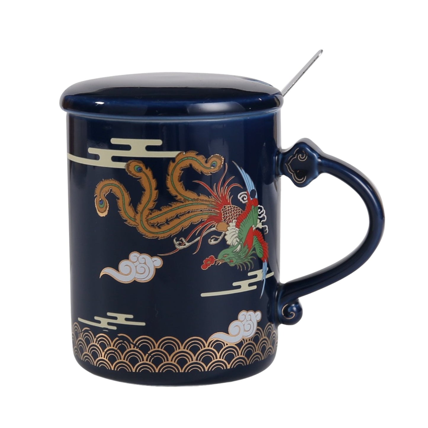 Golden Dragon 14oz Mug With Lid and Spoon (12/36)tevanaaGolden Dragon 14oz Mug With Lid and Spoon (12/36)