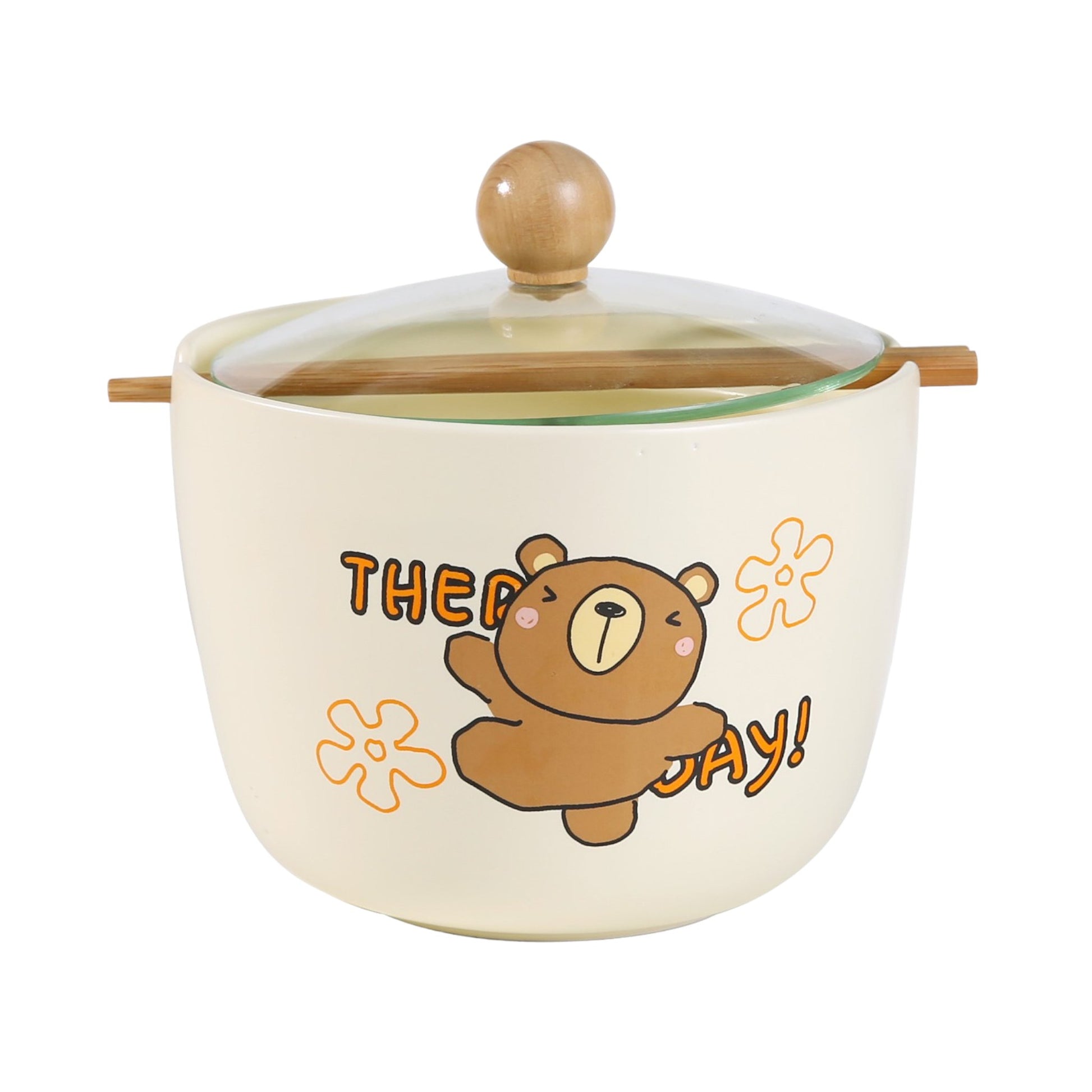 Happy Bear 26oz Bowl with Lid and Chopsticks (6/18)tevanaaHappy Bear 26oz Bowl with Lid and Chopsticks (6/18)