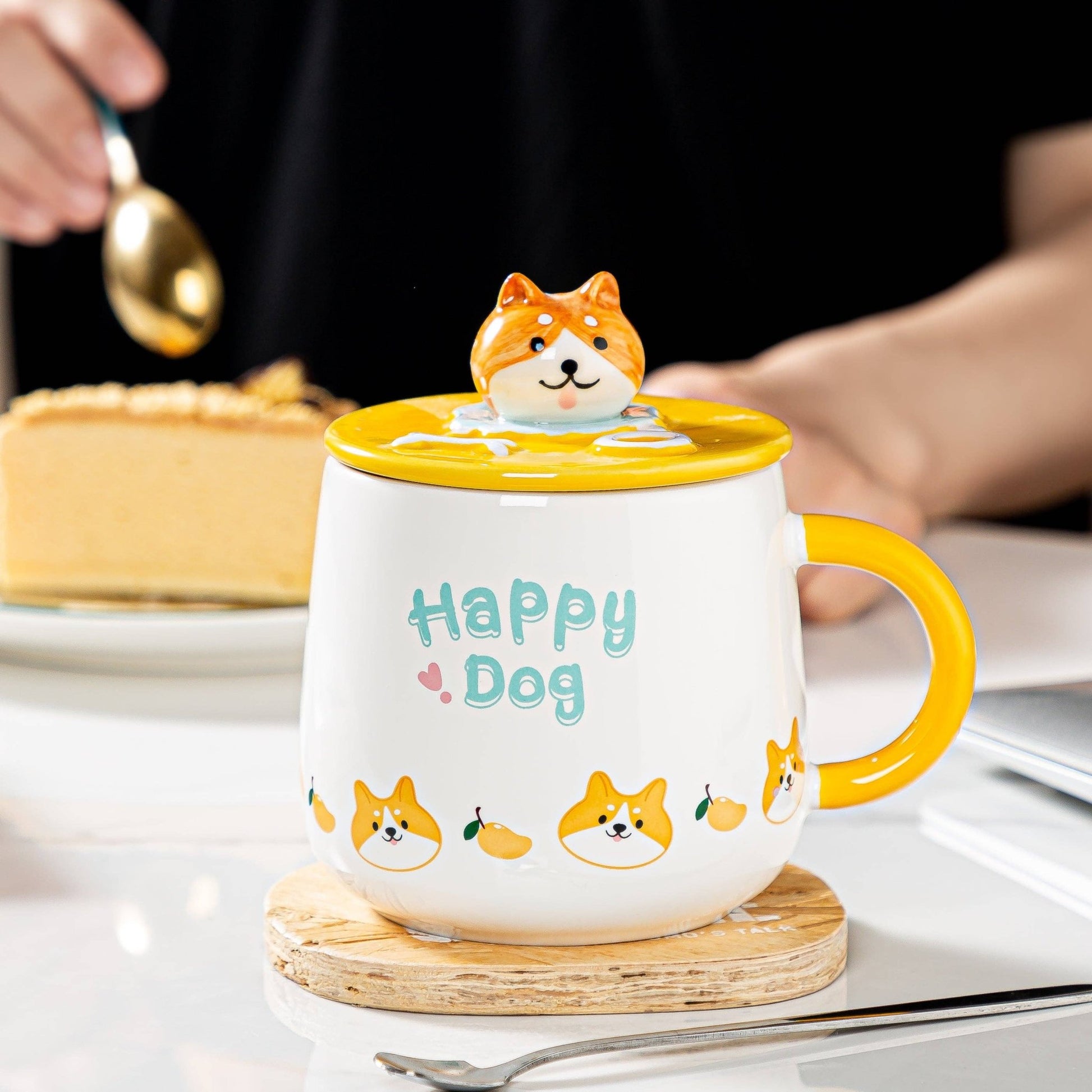 Happy Dog Shiba Inu 13oz Mug With Lid and Spoon (4/36)tevanaaHappy Dog Shiba Inu 13oz Mug With Lid and Spoon (4/36)