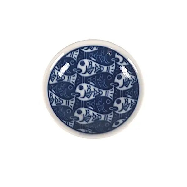 JAPAN Sakana Blue Fish 2oz 3.5"Dia Porcelain Sauce DishtevanaaJAPAN Sakana Blue Fish 2oz 3.5"Dia Porcelain Sauce Dish