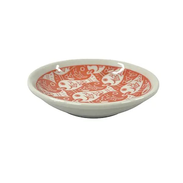 JAPAN Sakana Red Fish 2oz 3.5"Dia Porcelain Sauce DishtevanaaJAPAN Sakana Red Fish 2oz 3.5"Dia Porcelain Sauce Dish