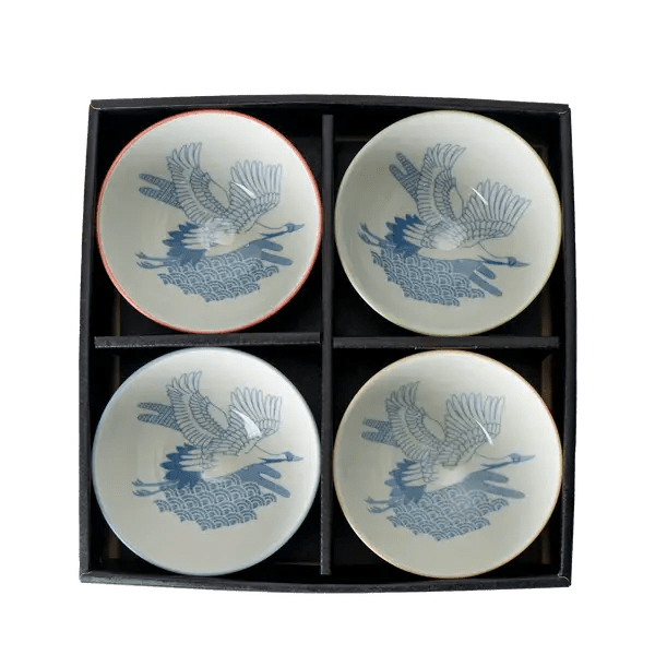 Japanese 4 Piece Rice Bowl Gift Set - CranetevanaaJapanese 4 Piece Rice Bowl Gift Set - Crane