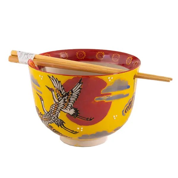 Japanese Crane Bowl With Chopsticks SettevanaaJapanese Crane Bowl With Chopsticks Set