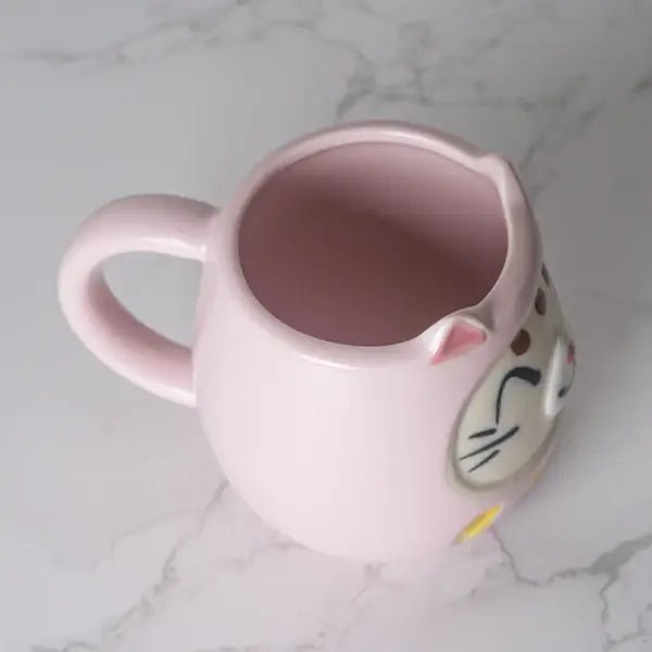 Japanese Daruma Cat Yunomi Style Tea Mug PinktevanaaJapanese Daruma Cat Yunomi Style Tea Mug Pink