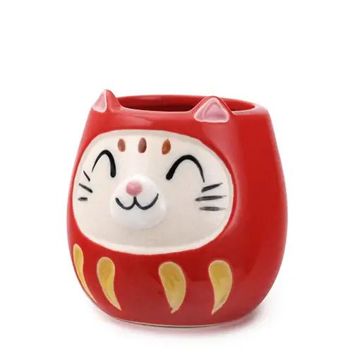 Japanese Daruma Cat Yunomi Style Tea Mug RedtevanaaJapanese Daruma Cat Yunomi Style Tea Mug Red