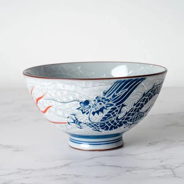 Japanese Kobiki Dragon 4.5"D x 2.5"H Porcelain Rice BowltevanaaJapanese Kobiki Dragon 4.5"D x 2.5"H Porcelain Rice Bowl