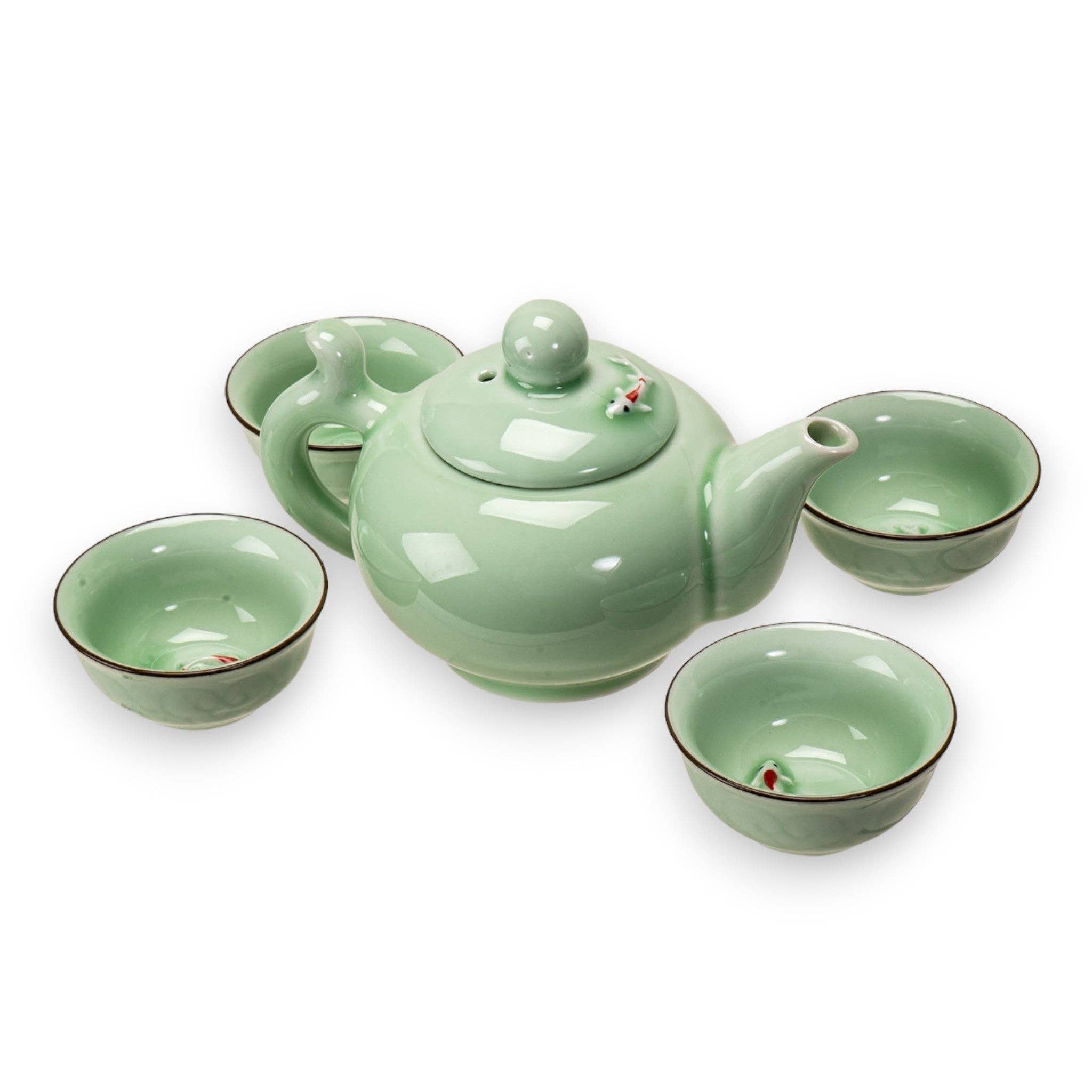 Japanese Koi Fish Kung Fu Tea Set 8oz Tea Pot with 4 Cups Japanese Koi Fish Kung Fu Tea Set 8oz Tea Pot with 4 Cups