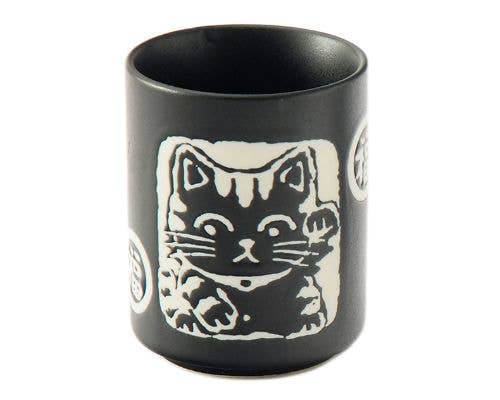 Maneki Neko Lucky Cat Tea Cup BlacktevanaaManeki Neko Lucky Cat Tea Cup Black