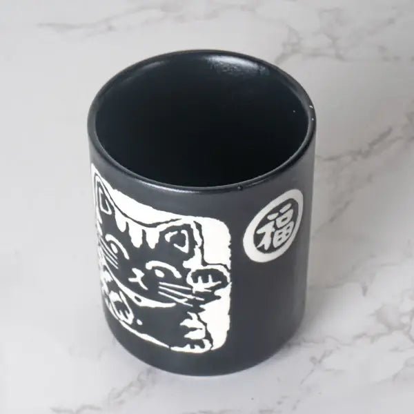 Maneki Neko Lucky Cat Tea Cup BlacktevanaaManeki Neko Lucky Cat Tea Cup Black