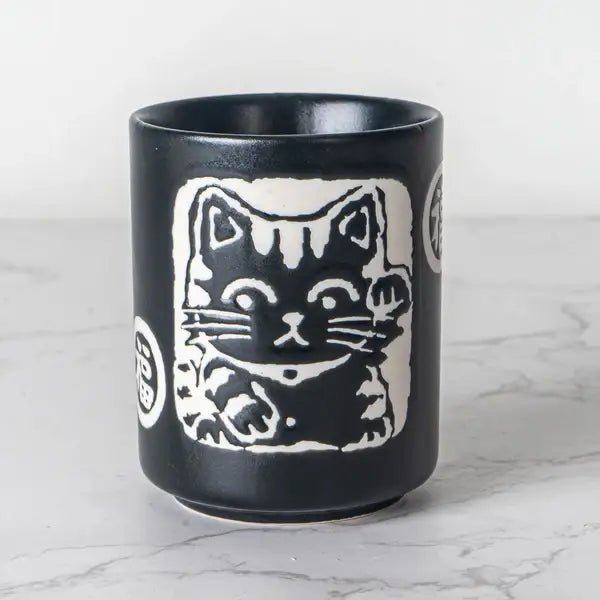 Maneki Neko Lucky Cat Tea Cup BlacktevanaaManeki Neko Lucky Cat Tea Cup Black