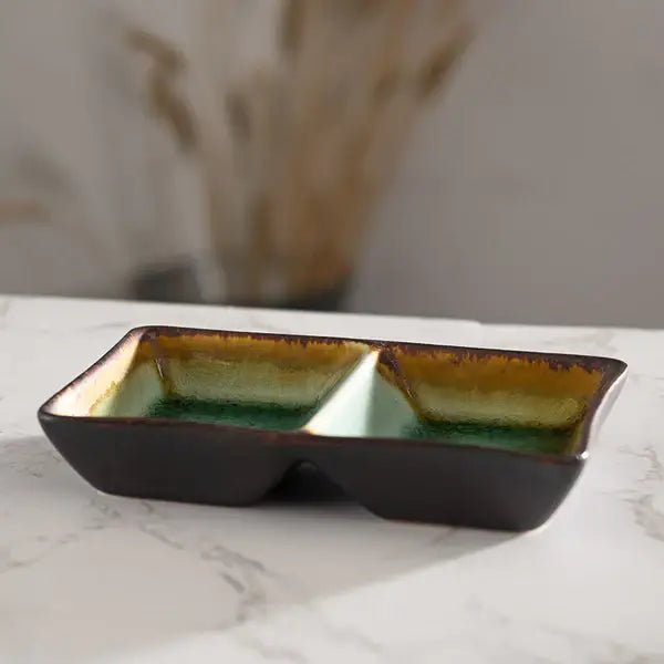 Midori Kanyu 4oz 5.25"L Divided Rectangle Sauce DiSHtevanaaMidori Kanyu 4oz 5.25"L Divided Rectangle Sauce DiSH