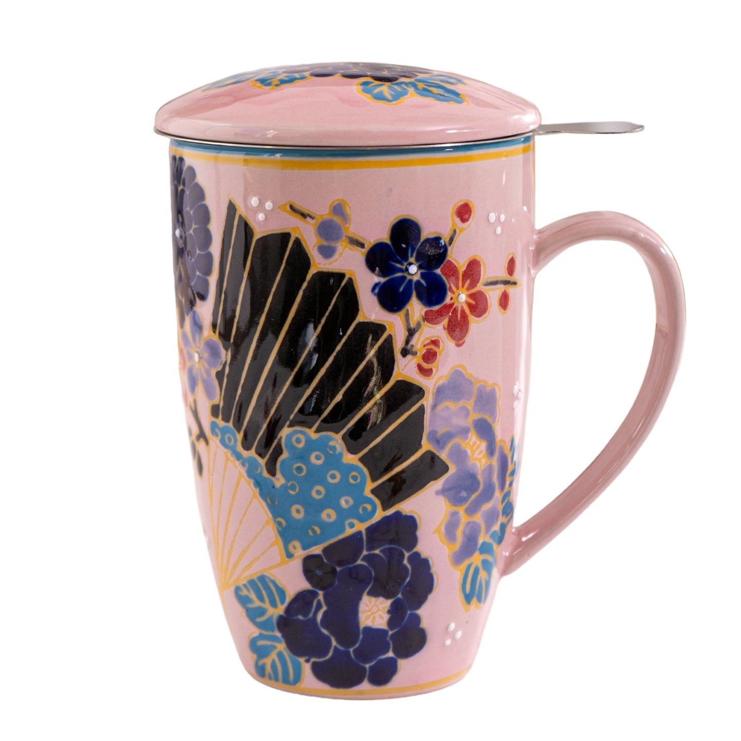 Porcelain Tea Mug with Infuser - Festival FantevanaaPorcelain Tea Mug with Infuser - Festival Fan