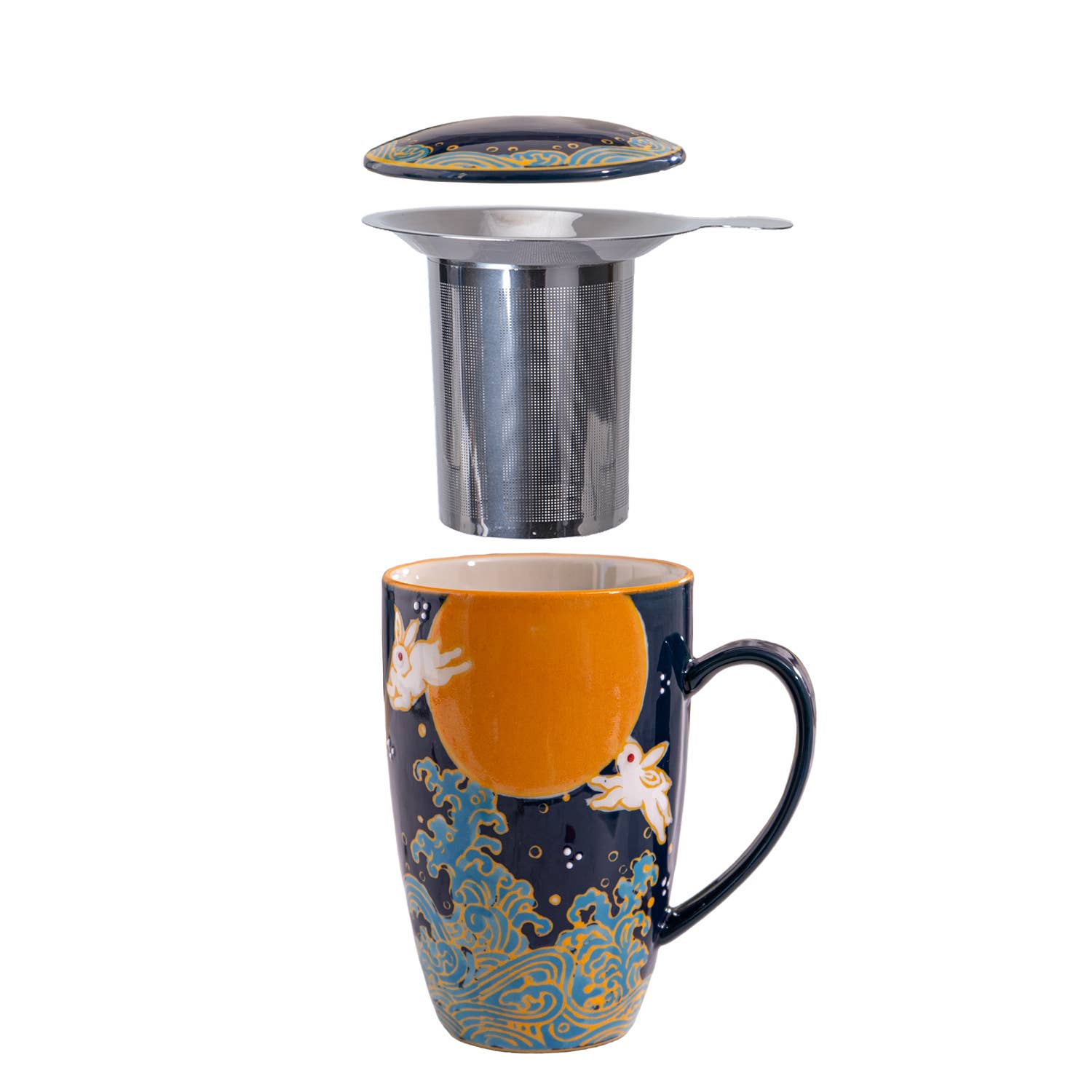 Porcelain Tea Mug with Infuser - Moon RabbittevanaaPorcelain Tea Mug with Infuser - Moon Rabbit