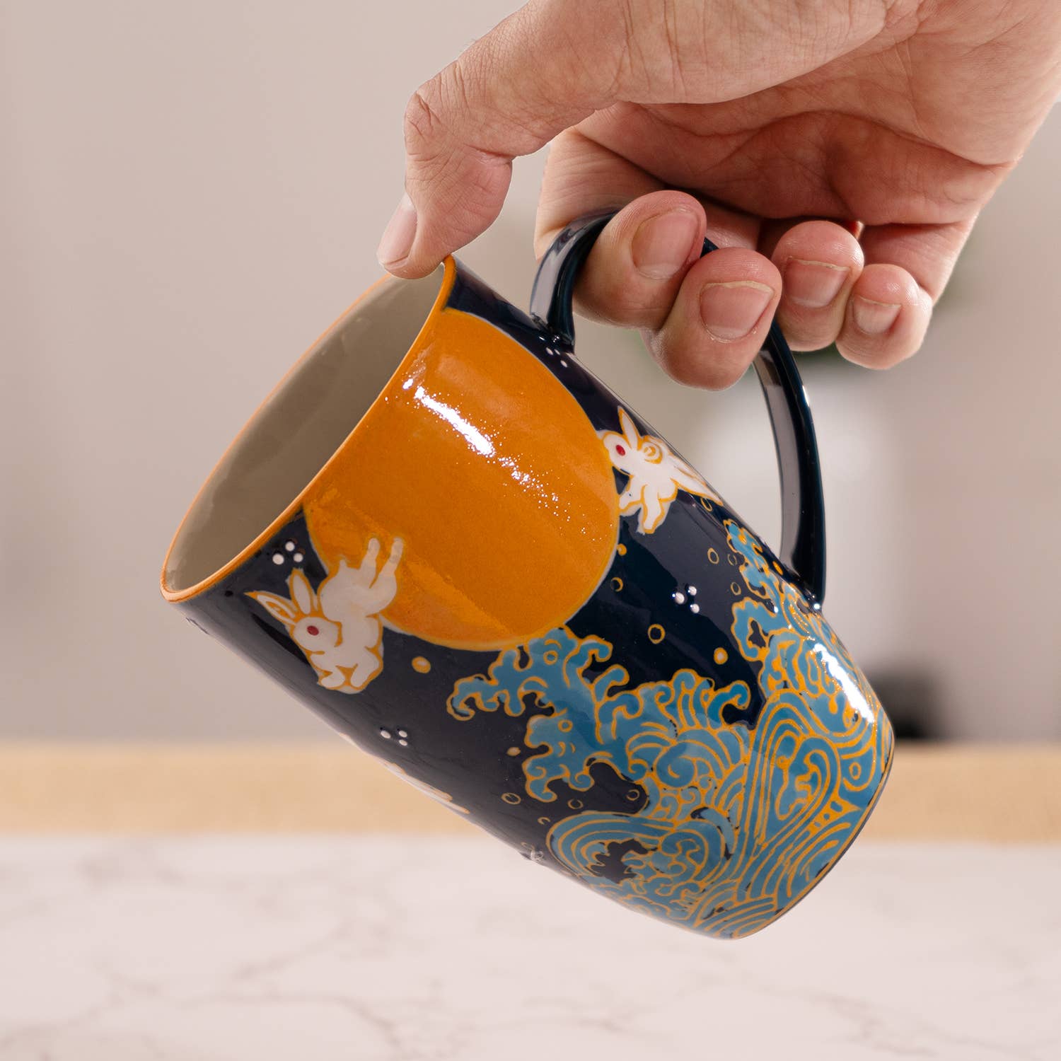 Porcelain Tea Mug with Infuser - Moon RabbittevanaaPorcelain Tea Mug with Infuser - Moon Rabbit