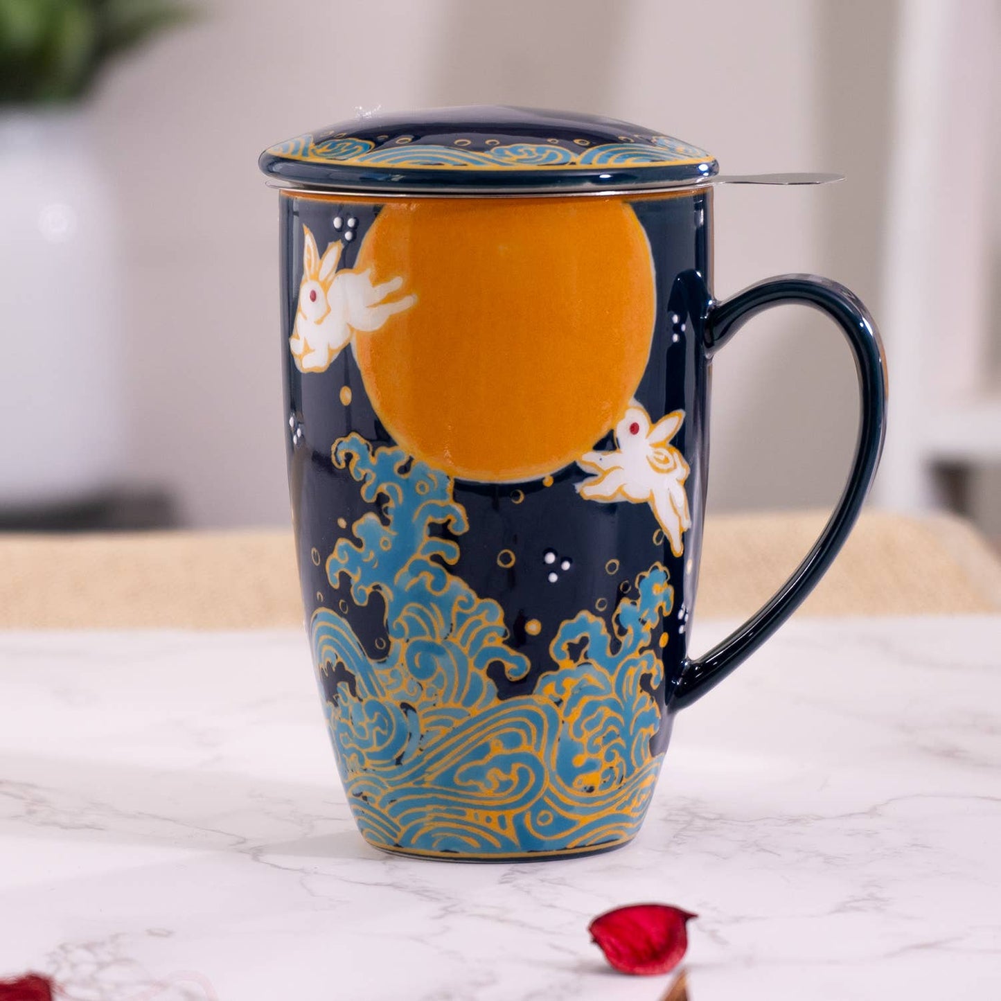 Porcelain Tea Mug with Infuser - Moon RabbittevanaaPorcelain Tea Mug with Infuser - Moon Rabbit