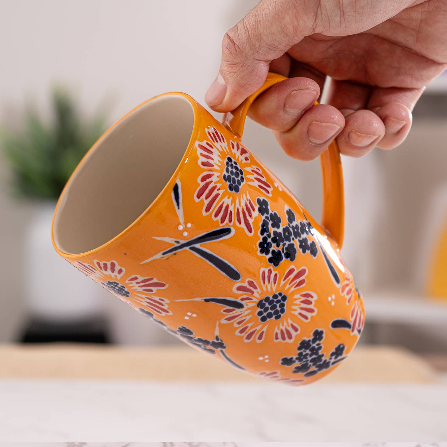 Porcelain Tea Mug with Infuser - Yellow FlowertevanaaPorcelain Tea Mug with Infuser - Yellow Flower