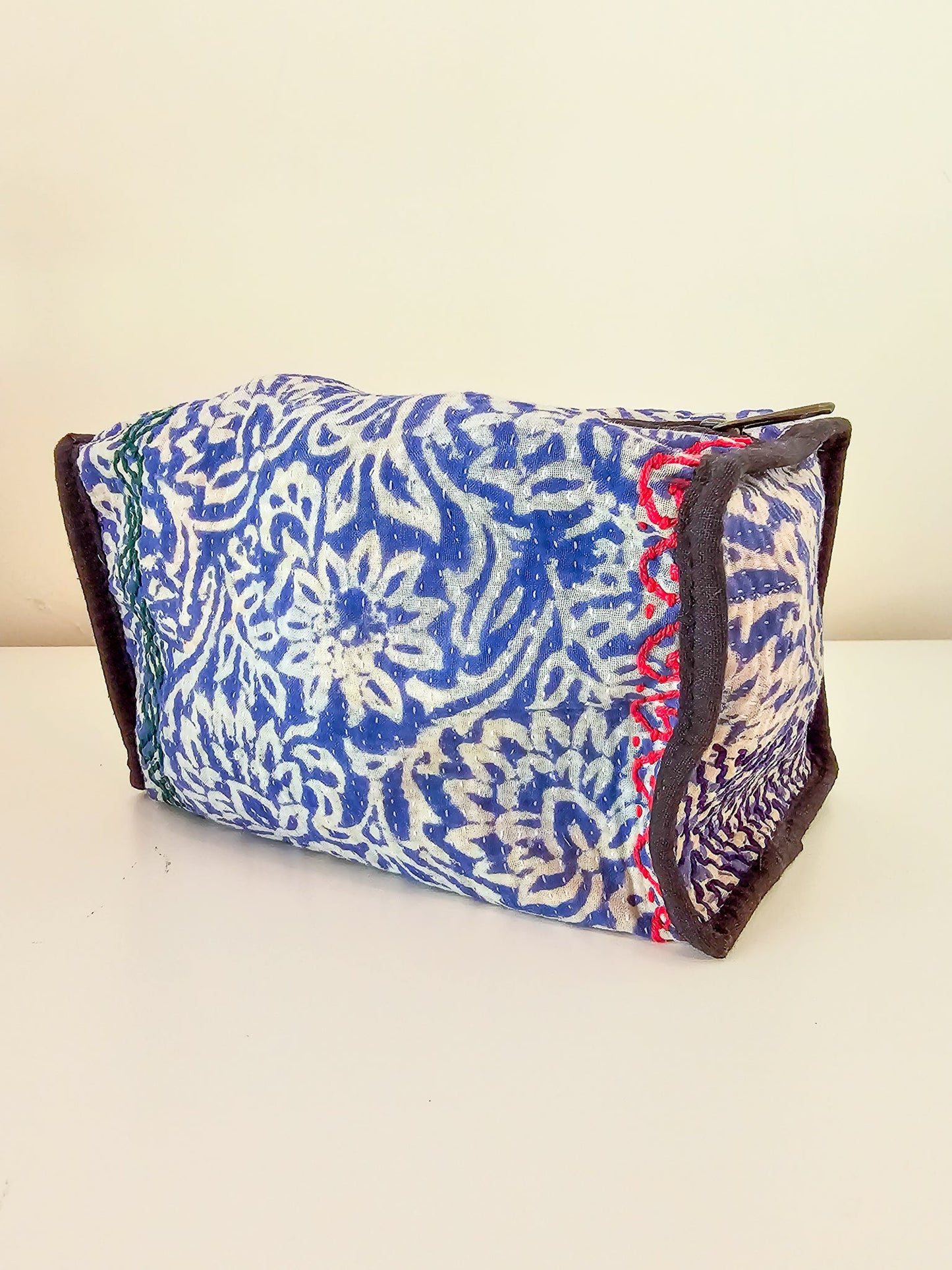 Recycled Cotton Kantha Square PouchtevanaaRecycled Cotton Kantha Square Pouch