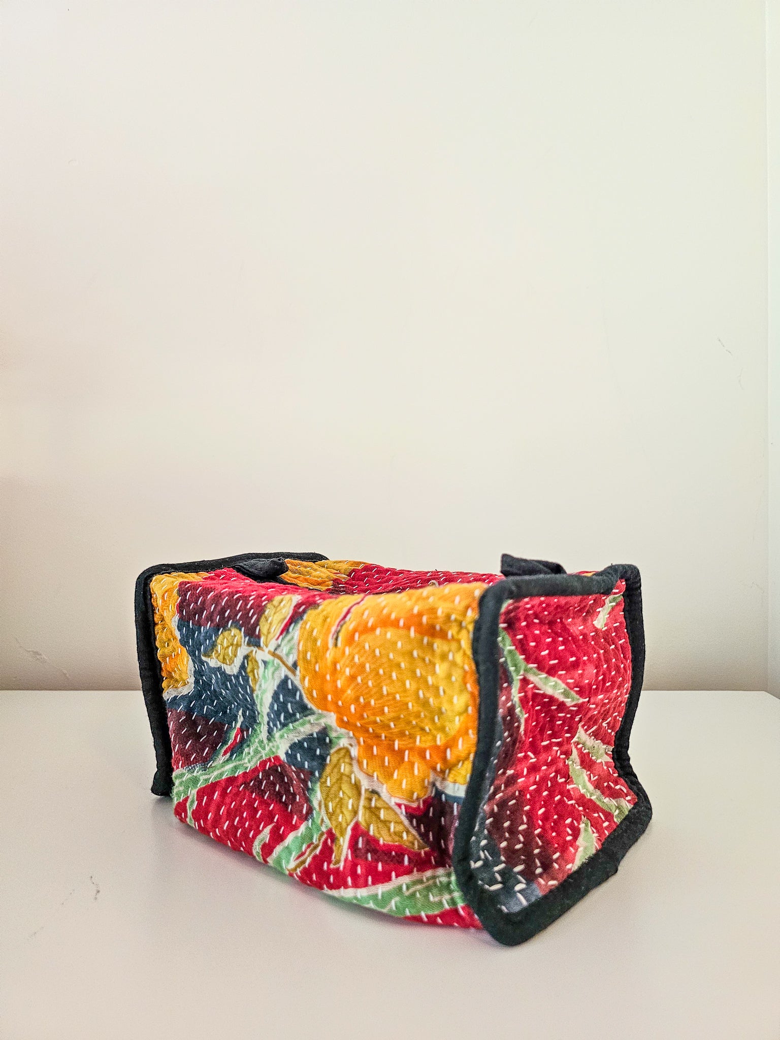 Recycled Cotton Kantha Square PouchtevanaaRecycled Cotton Kantha Square Pouch