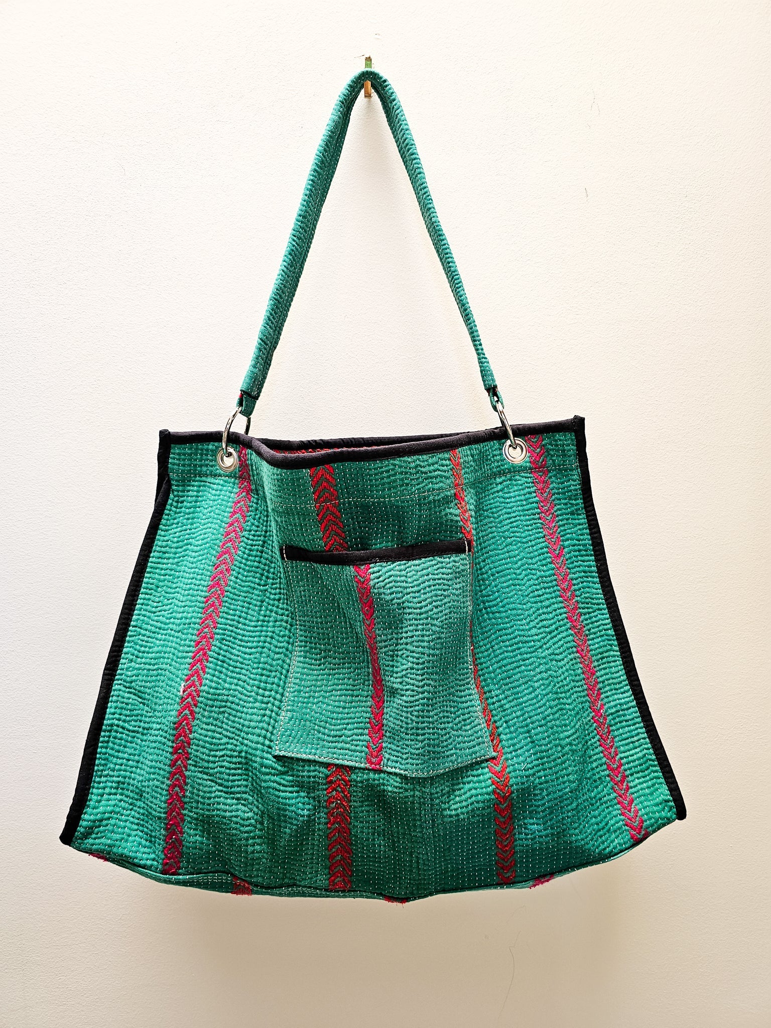 Recycled Cotton Kantha Tote - WatermelontevanaaRecycled Cotton Kantha Tote - Watermelon