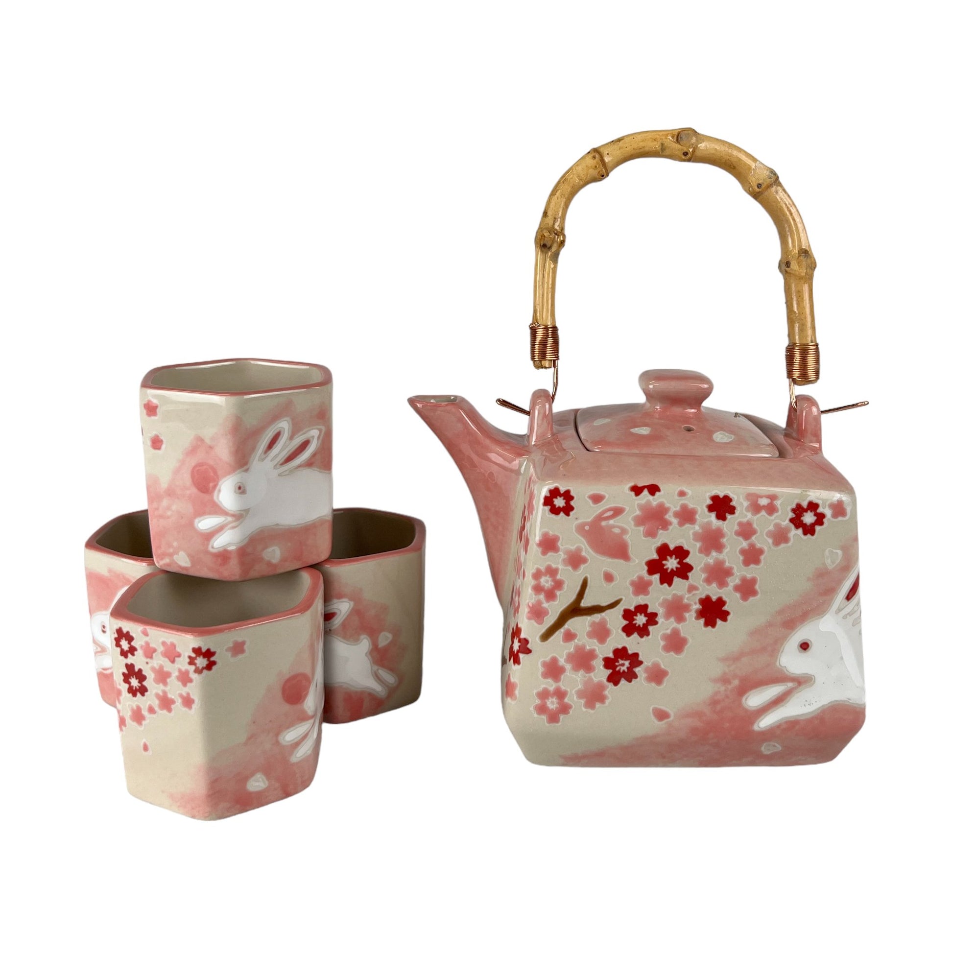 Sakura Cherry Blossoms Rabbit Tea Set 20oz Tea Pot with 4 Hexagon Cups (4/8)tevanaaSakura Cherry Blossoms Rabbit Tea Set 20oz Tea Pot with 4 Hexagon Cups (4/8)