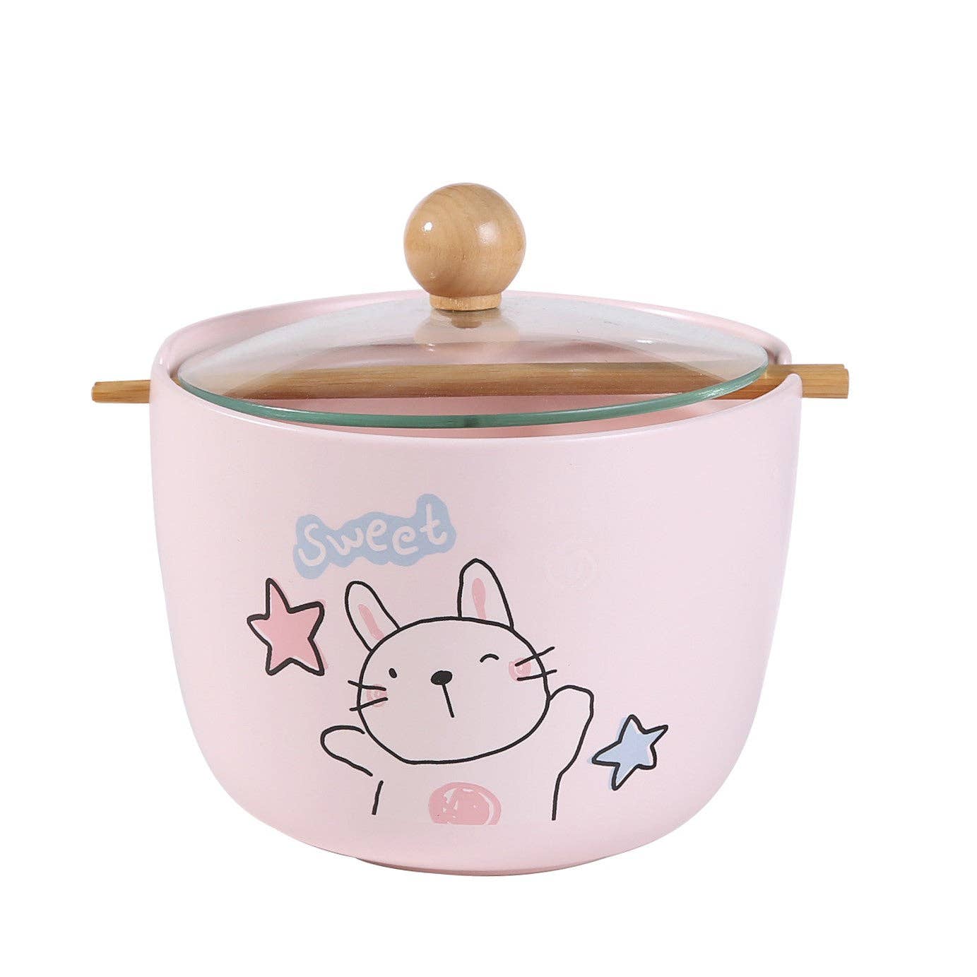 Sweet Bunny Rabbit 26oz Bowl with Lid and Chopsticks (6/18)tevanaaSweet Bunny Rabbit 26oz Bowl with Lid and Chopsticks (6/18)