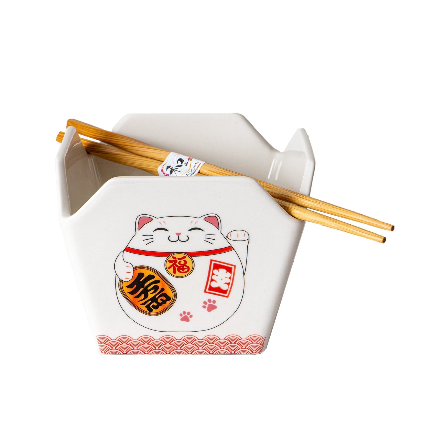 Takeout Box Dinner Bowl With Chopsticks - Lucky CattevanaaTakeout Box Dinner Bowl With Chopsticks - Lucky Cat