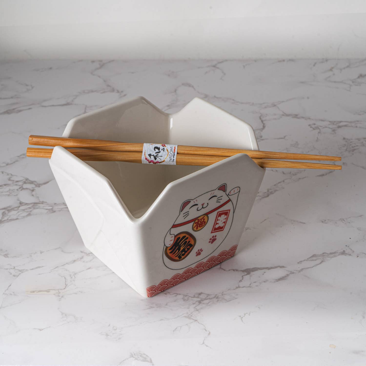 Takeout Box Dinner Bowl With Chopsticks - Lucky CattevanaaTakeout Box Dinner Bowl With Chopsticks - Lucky Cat