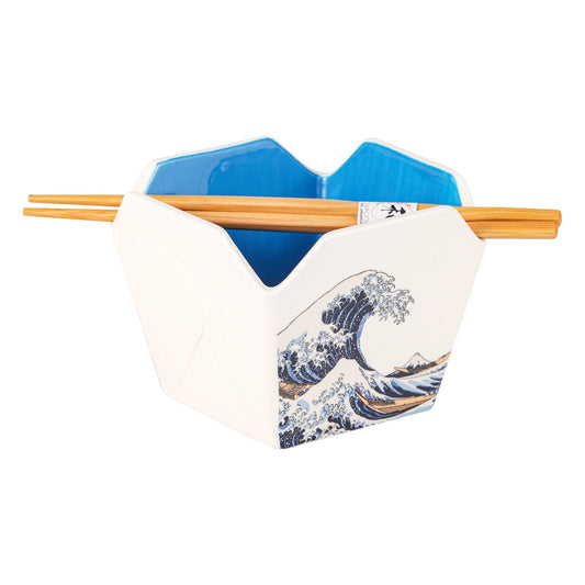 Takeout Box Serving Bowl With Chopsticks - Hokusai WavetevanaaTakeout Box Serving Bowl With Chopsticks - Hokusai Wave